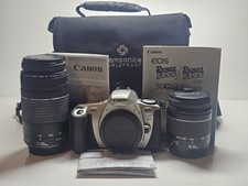 Canon EOS Rebel 2000 SLR Film Camera Body, 75-300mm 28-80mm Lenses Travel Case