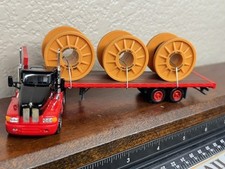 KENWORTH SEMI TRACTOR & FLAT TRAILER w/3 CABL...