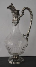 French Sterling Minerva Floral Ribbons Claret Jug