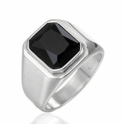 Ring Band Titanium steel Mens Signet Wedding Jewelry Cool Gemstone Fashion