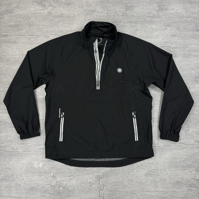 Zero Restriction Power Torque 1/4 Zip Black Windbreaker Golf Jacket Men M Preppy
