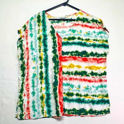 First Love by Lovelyn Oversized Red Green Sleeveless Lightweight Top Womens M