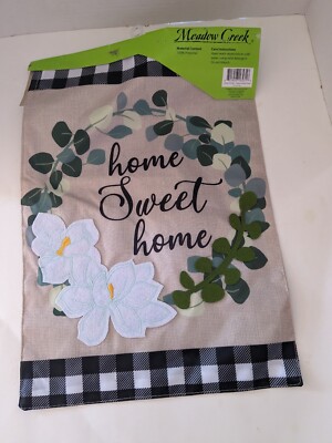 Meadow Creek Garden Flag Home Sweet Home 12.5'' x 18'' Linen NEW
