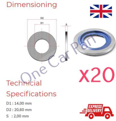 20 x 1/4'' BSP Bonded Seal Sealing O-Ring Washers - Pneumatic & Hydraulic