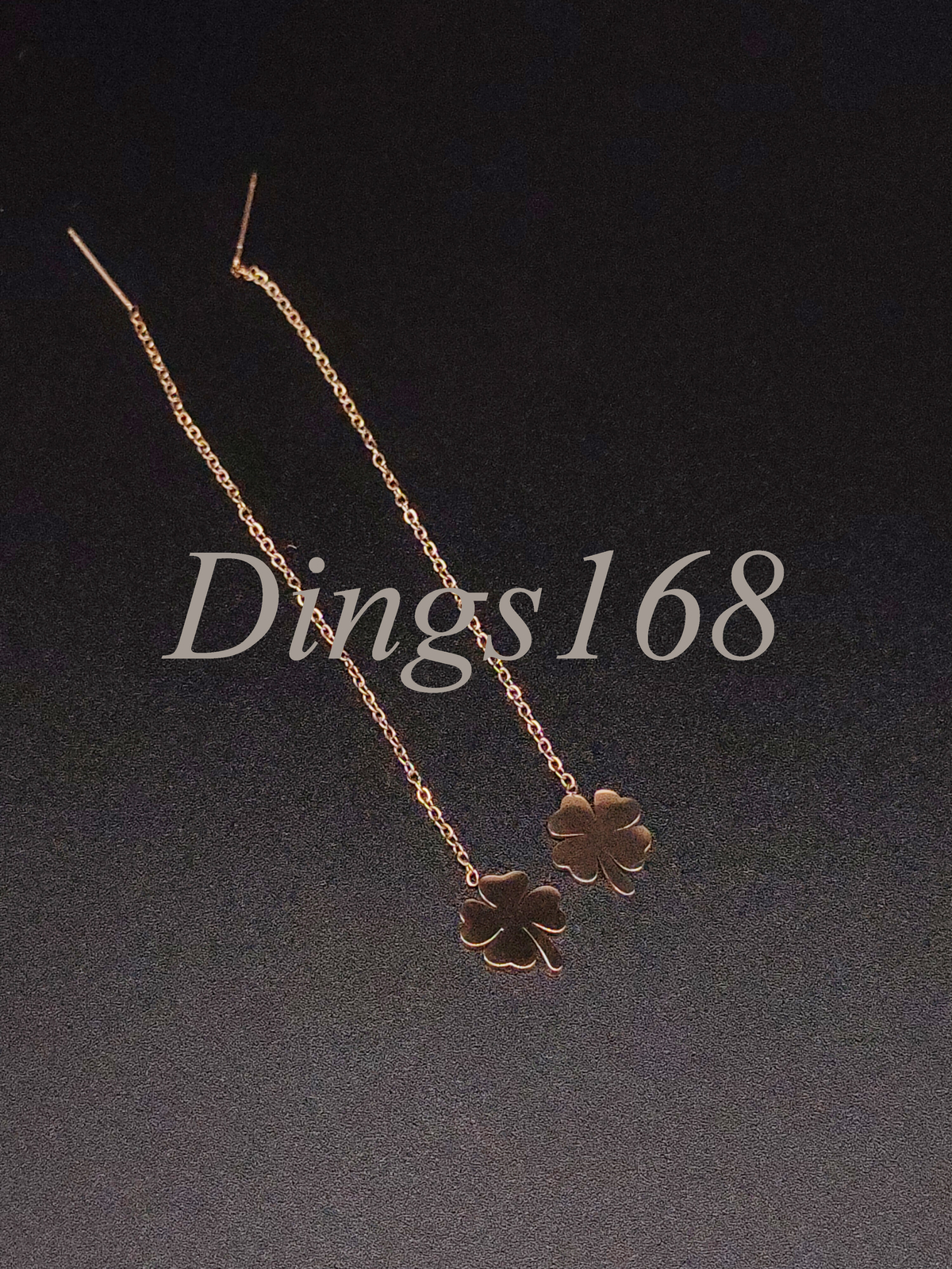 Nickel-Free 18K Rose Gold Threader Earrings with 9x12mm Clover Design