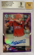 2018 Bowman Chrome Jose Gomez 1st Bowman Auto Purple Refractor #27/250 BGS