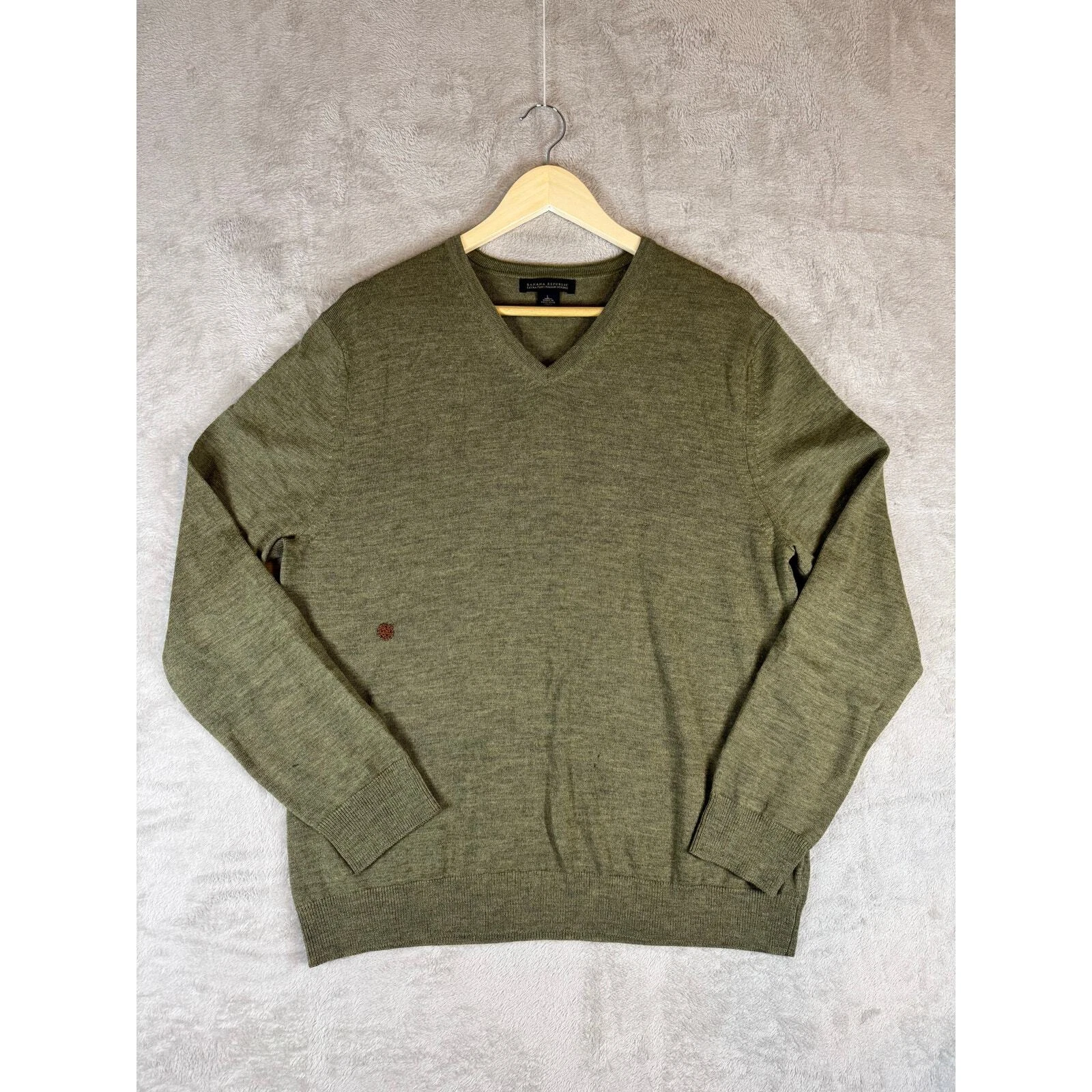 Vintage Banana Republic Large Sweater Extra Fine Italian Merino Wool Olive Green