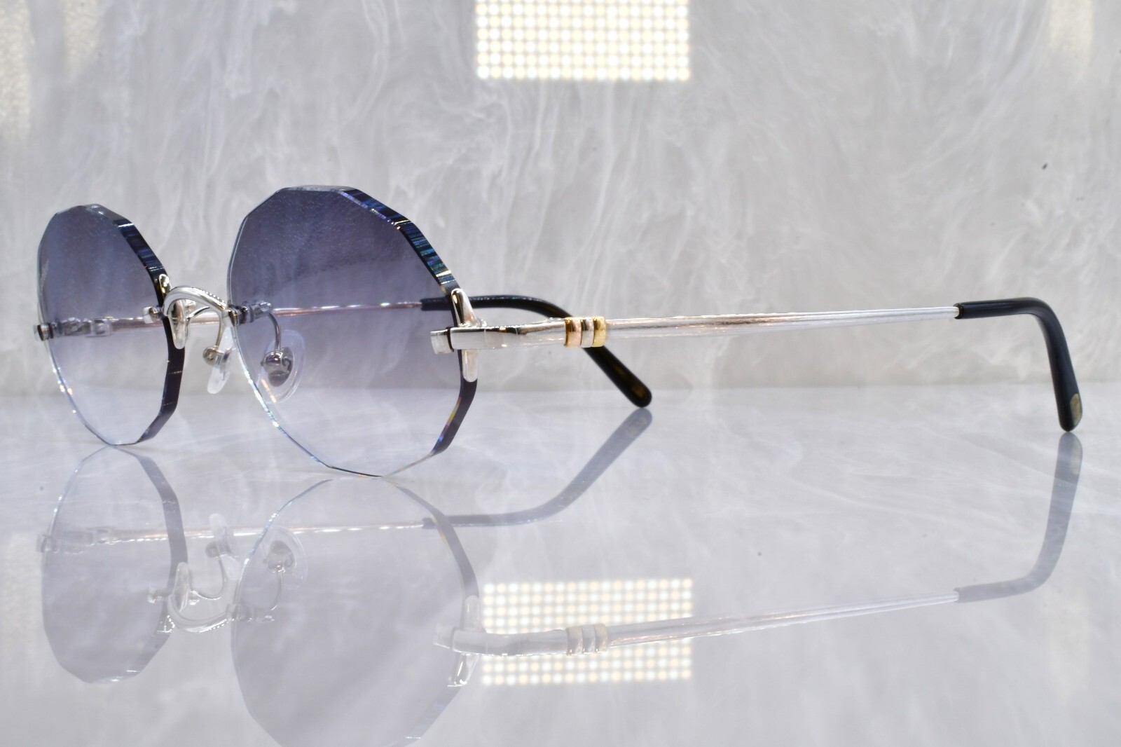 Cartier vintage y2k rimless 18k 750 solid trinity  gold sunglasses Trinity decor image 4