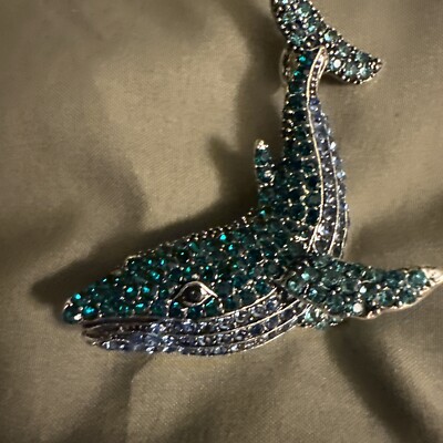Love This Two tone Turquoise Multi Colored Dolphin Brooch/pendant