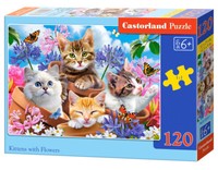 5904438013524 Puzzle 120 ElementóW Kittens With Flowers Castorland B-13524 Casto