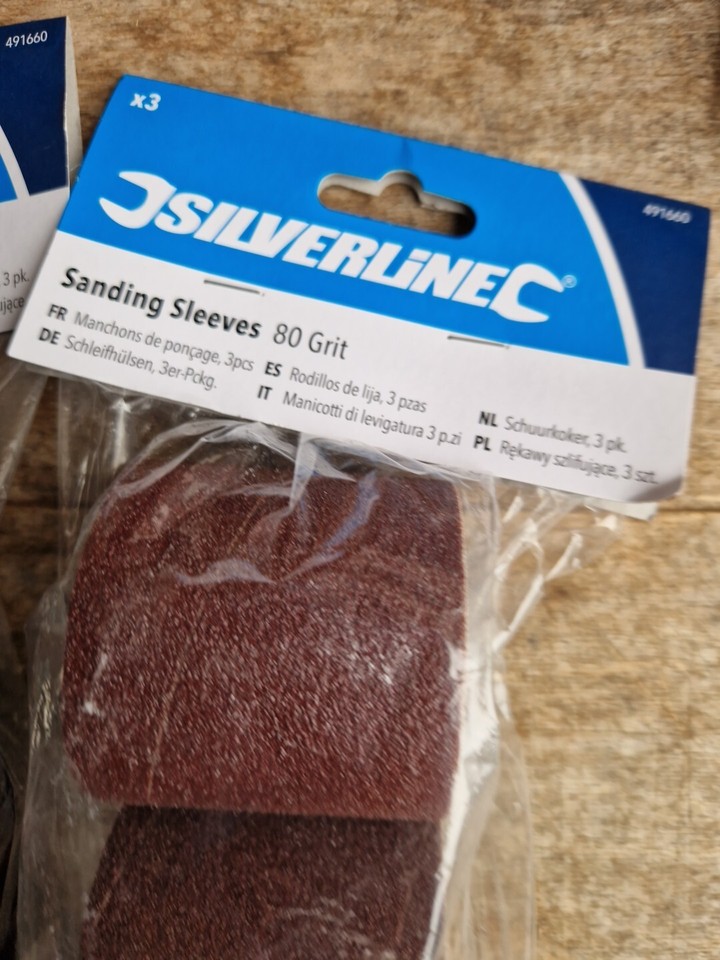 9 Silverline 491660 80 Grit Sanding Sleeves 3pk For 420w Drum Sander eBay