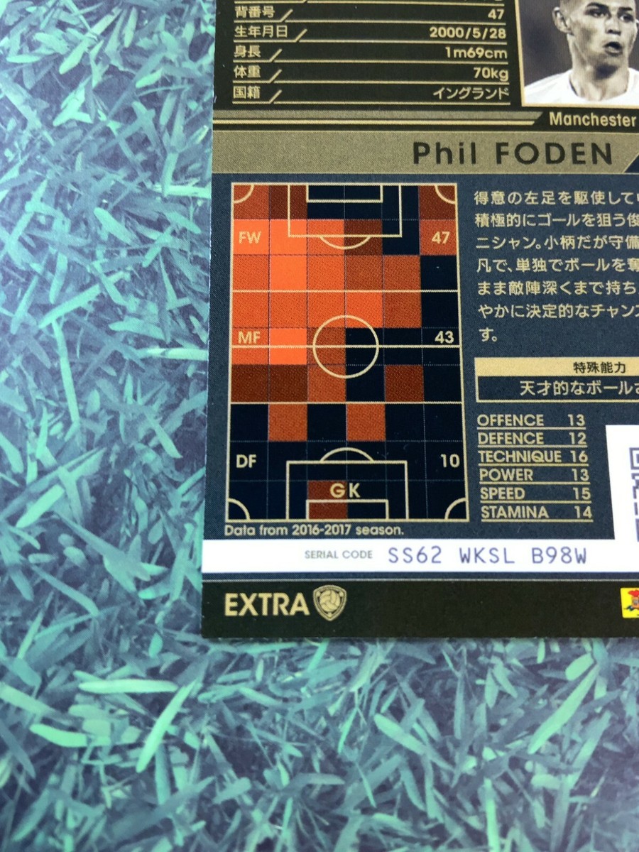 Panini WCCF 2017-18 Phil Foden Manchester City Rookie Extra Soccer