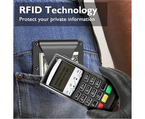 Slim Aluminum Wallet for Men Metal Money Clip Credit Card Holder RFID Blocking - Picture 3 of 5