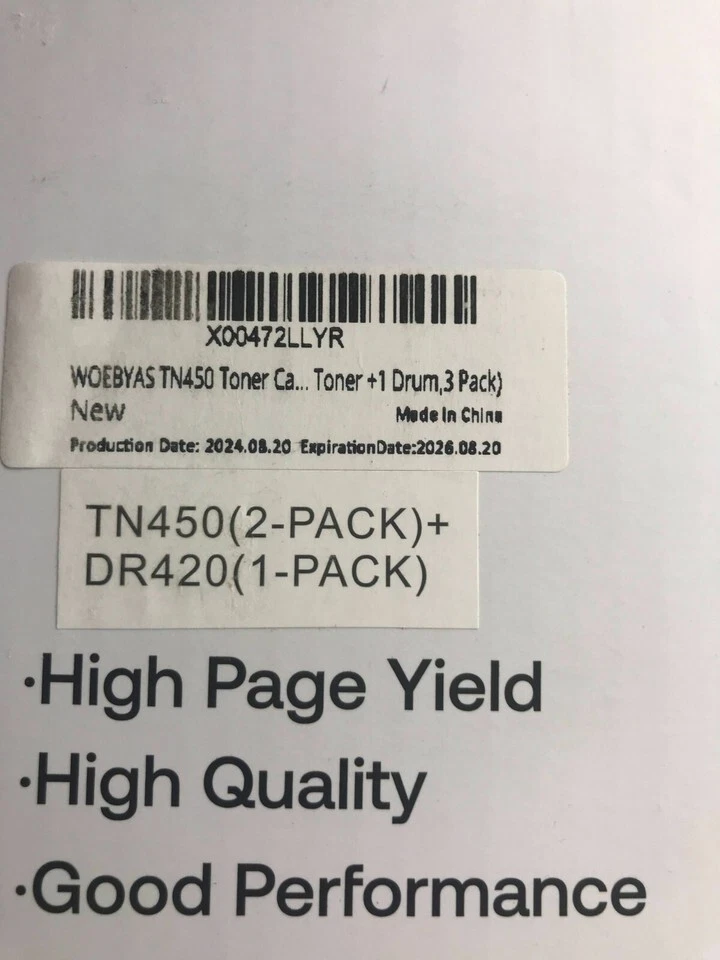 3 pack TN450 Toner DR420 Drum For Brother Intellifax 2840 2940 HL-2280DW Sealed - Image 2 of 4
