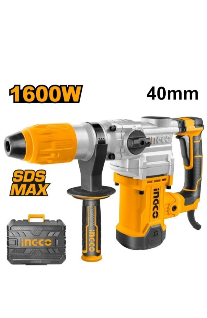 Trapano Martello 10J Demolitore Sds-Max 1600W. 2punte 2scalpelli Valigetta INGCO