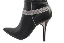 Fun Women Silver Boot Mesh Metal Chain Anklet Bracelet Heel Shoe Bling Butterfly