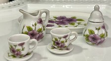 Vintage Royal Norfolk Greenbriar Purple Morning Glory Mini Doll Tea Set
