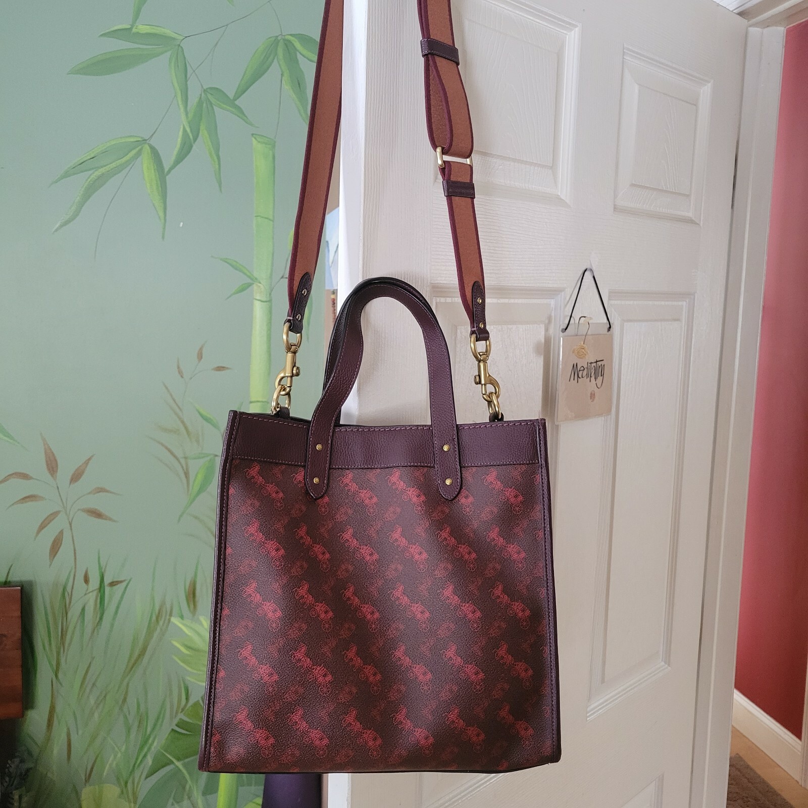 Coach Horse Carriage Field Tote 30 Oxblood Cranberry … Gem