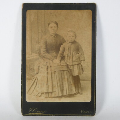 S706 ANTIQUE VINTAGE PHOTO PHOTOGRAPH STUDIO CISARRI PAVIA MOTHER AND SON VINTAGE