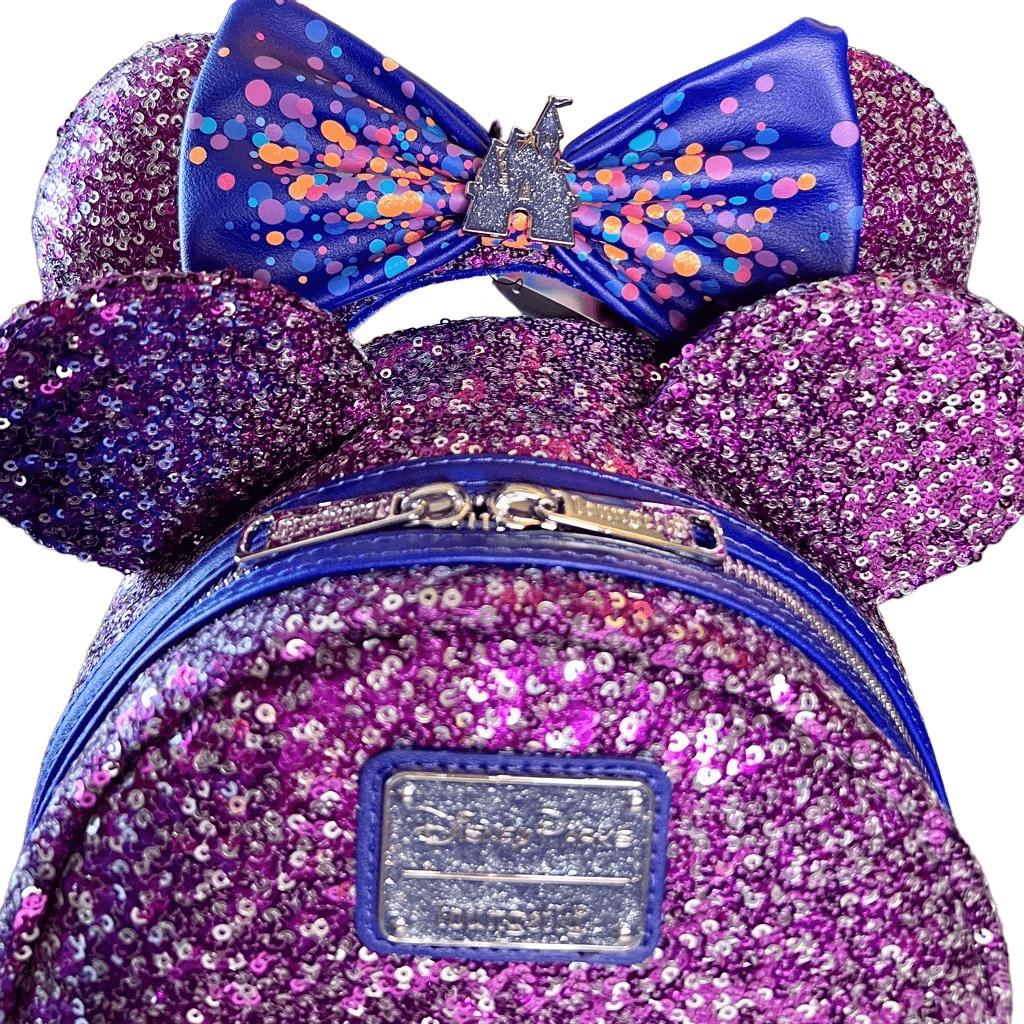Purple & Silver Disney Parks Sequin Loungefly Mini Backpack & Ears NWT eBay