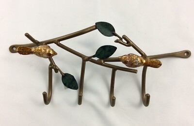 SPI San Pacific Int'l Cast Iron Little Sparrows W Leaves Key Hooks Rustic Charm