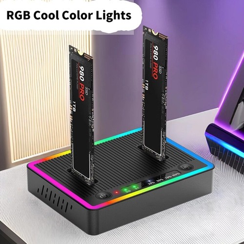 Double Bay Solid Disk Cloner Lecteur M.2 Duplicateur USB3.2 20Gbps Double Protocole - Photo 7/8