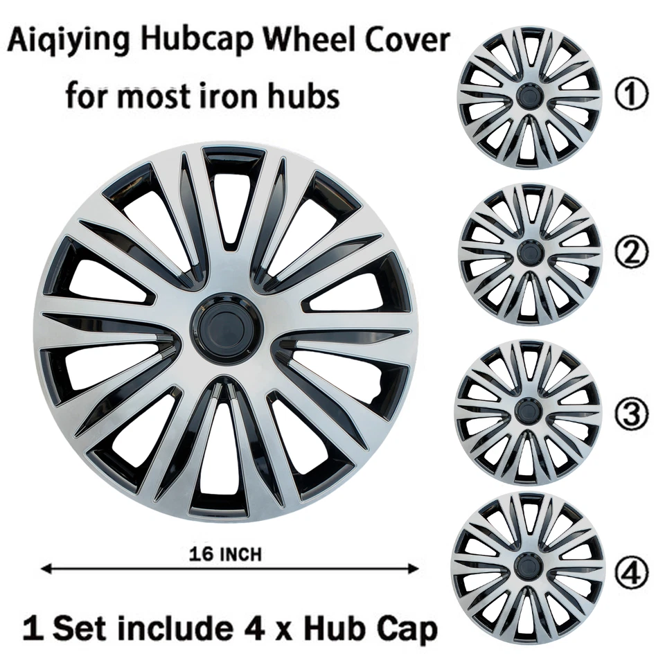 Cubiertas de llanta de 16" tapacubos para Scion Silver Black Foto 2 de 4