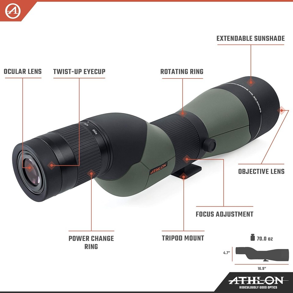 Athlon Argos HD 2060x85mm Straight Angle Hunting Spotting Scope