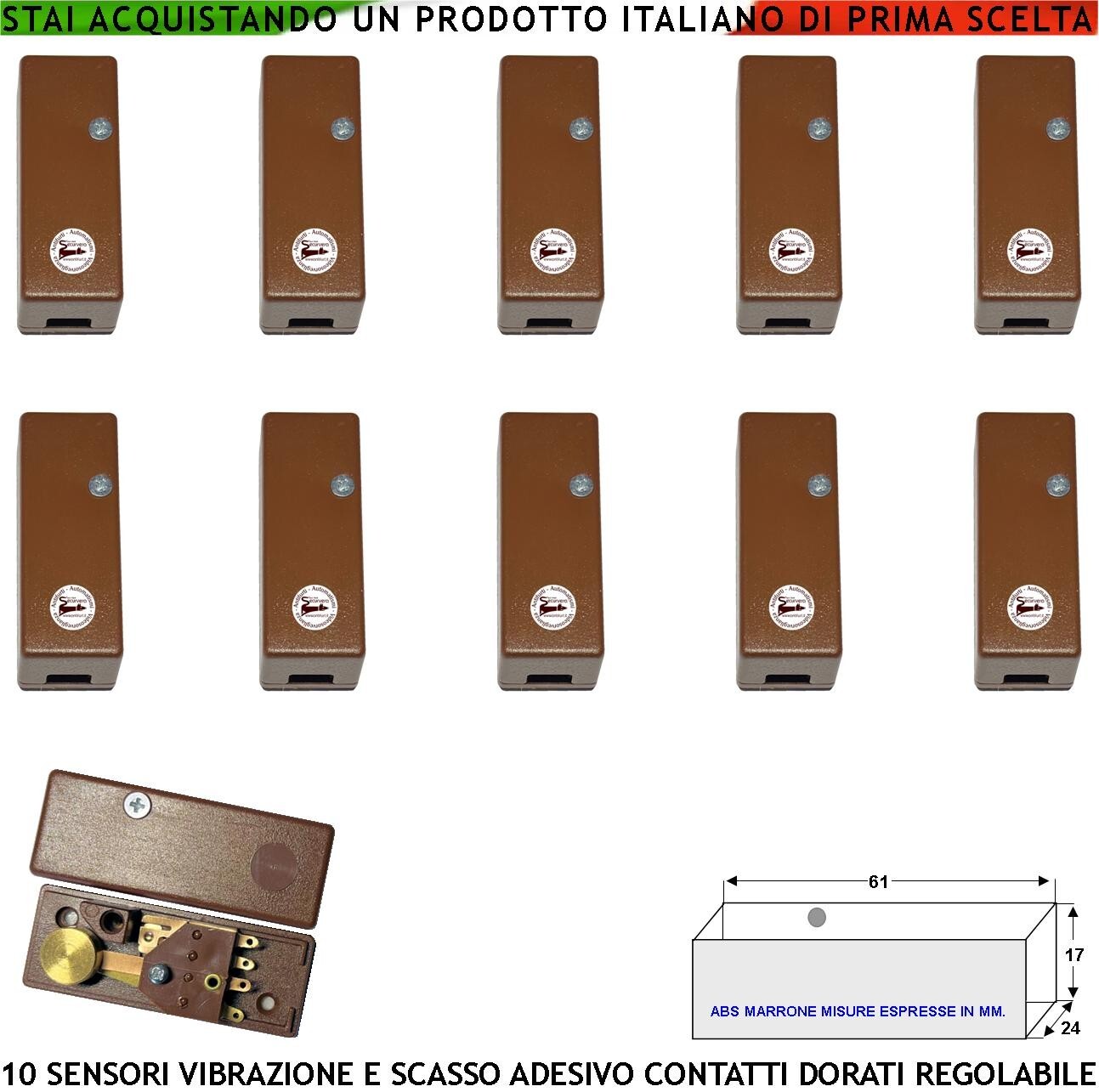 10x Rilevatori Scasso a Vibrazione per Grate e Infissi | Regolabili