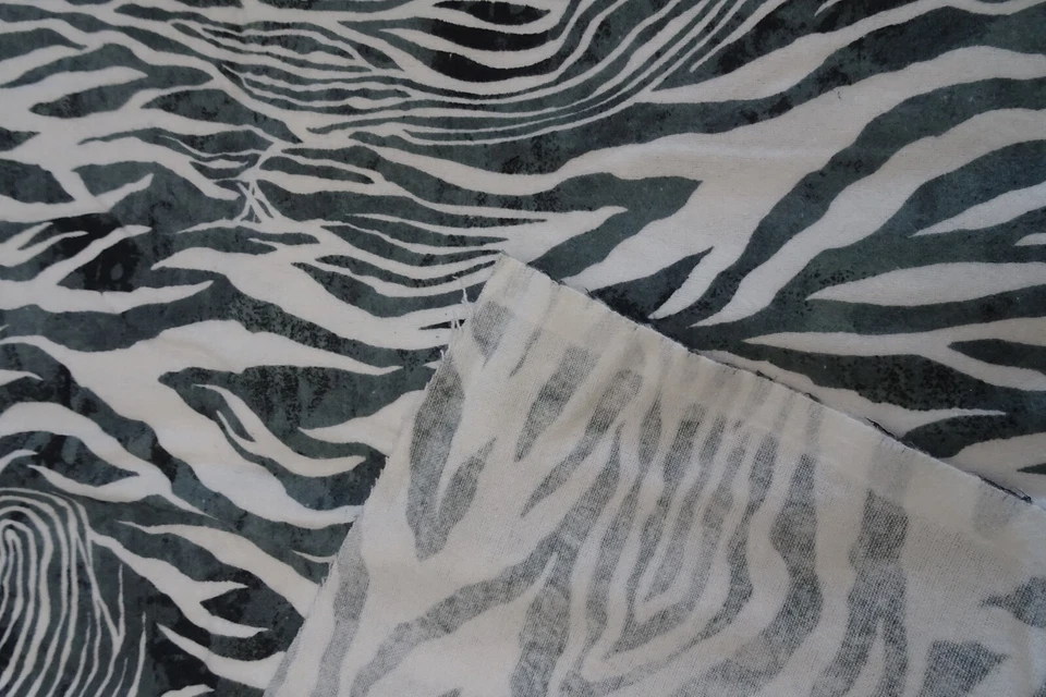 Cotton Flannel Fabric 1 yd4"x45" Zoo Exotic Animals Zebra Black White Gray - Image 3 of 4