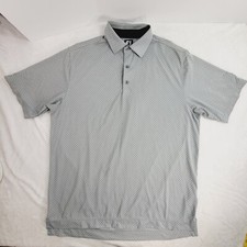 FootJoy FJ Golf Polo Shirt Men Size Large Performance Gray Blue Short Sleeve