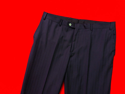CORNELIANI Men Navy Blue 100% Virgin Wool Size 54 Striped Flat Front Dress Pants