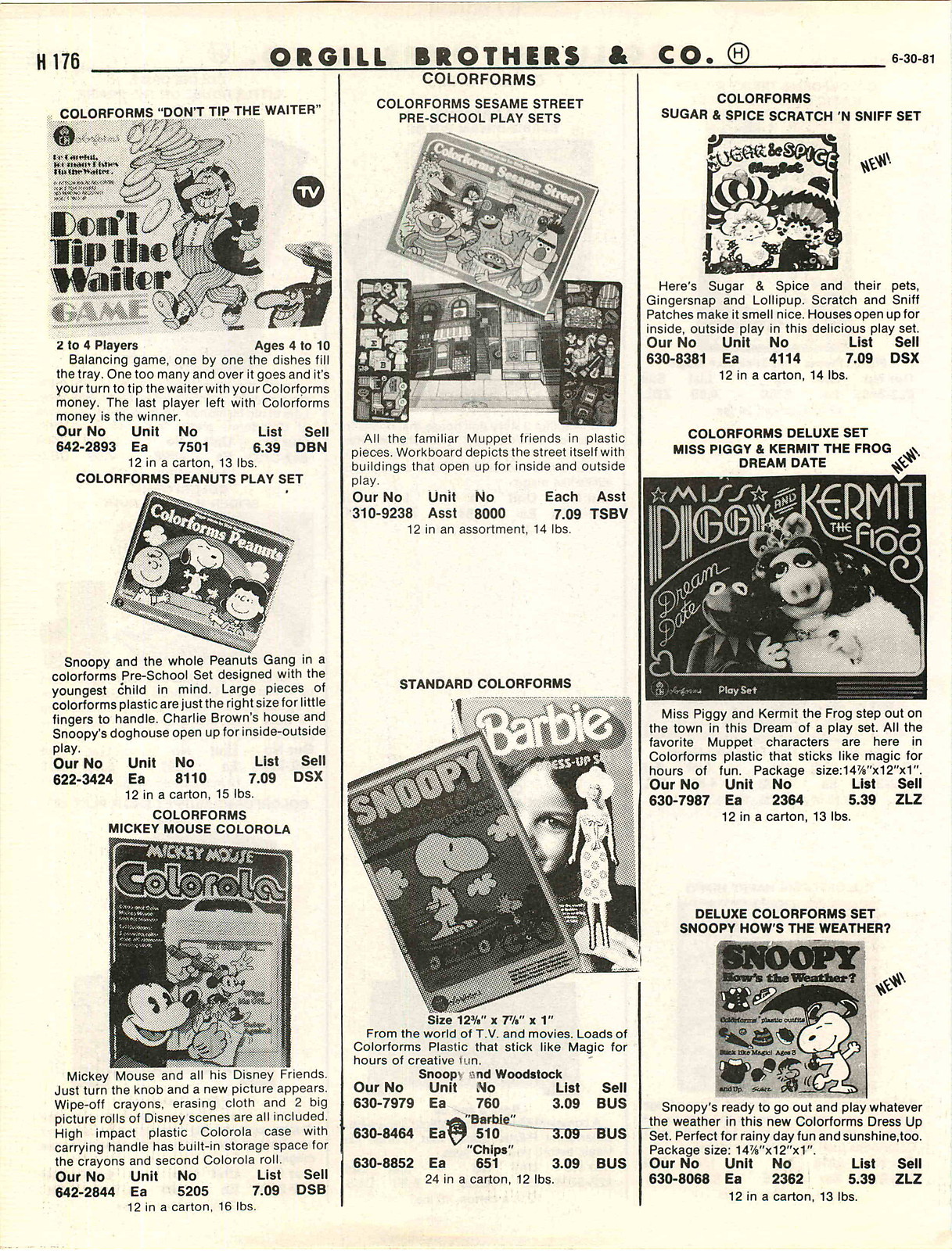 1981 ADVERT Colorforms Superman Hulk Mork & Mindy Barbie Barbie Snoopy ...