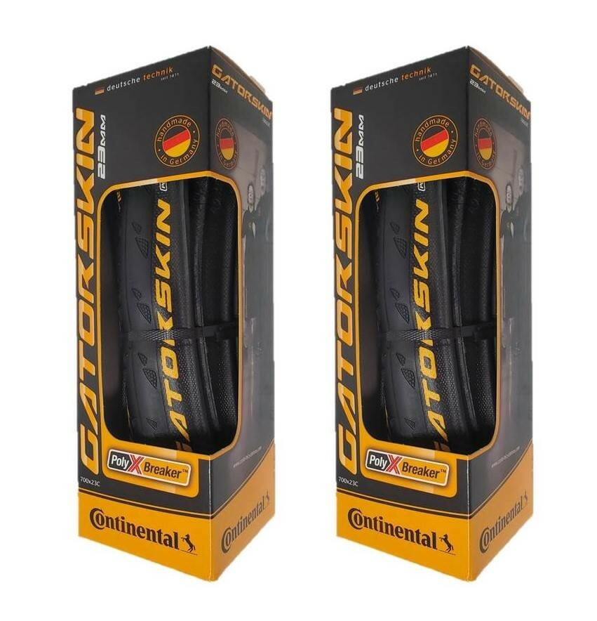 Set of 2, Continental Gatorskin 700 x 23c Folding Clincher Tires