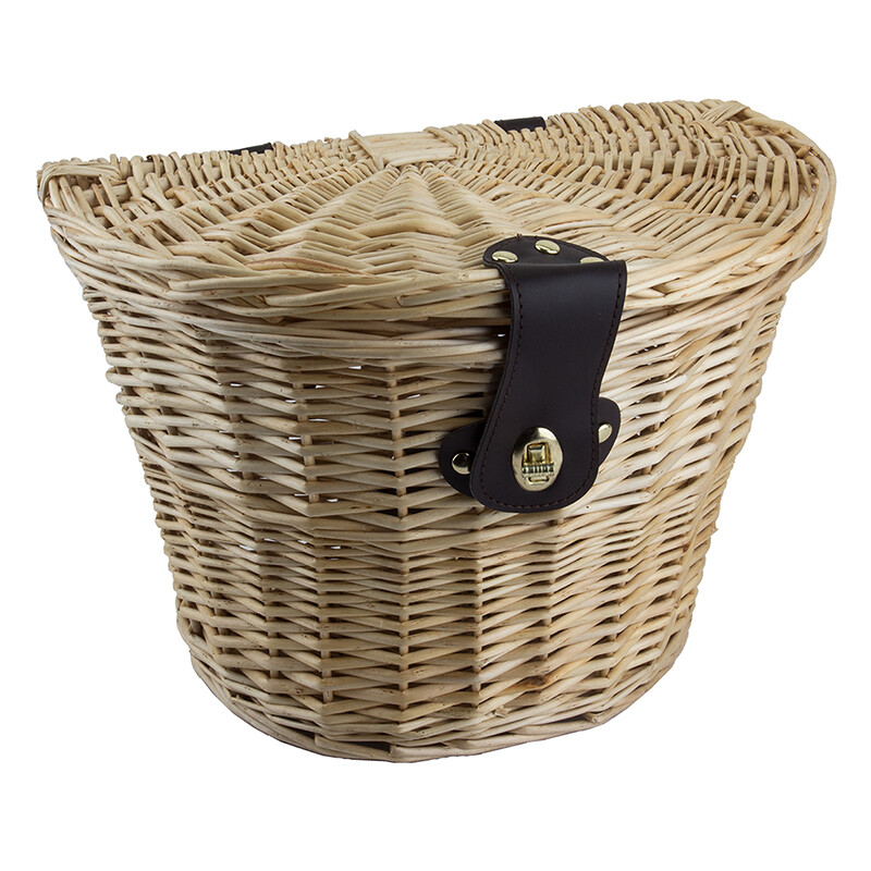 Sunlite Wicker Picnic Basket For Bicycles Leather Strap handlebar mounting 90157