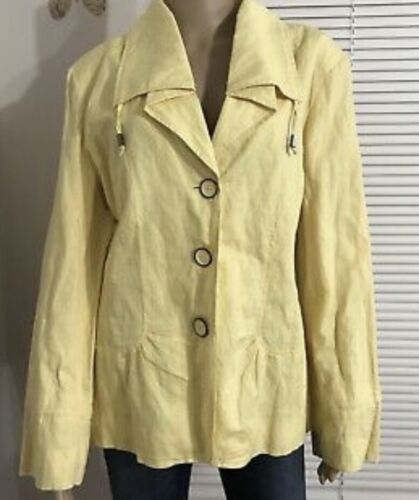 NWT $109 Chico’s Cotton/Linen Jacket Oceanic Isle Golden Haze YELLOW 4 20/22 NEW