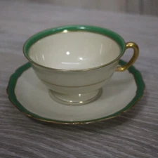 Black Knight Green Gold Porcelain China Bavaria Bowl, Plate or Cup YOU CHOOSE