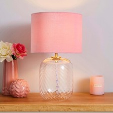 Dunelm Elodie Lozenge Ribbed Glass Clear Table Lamp