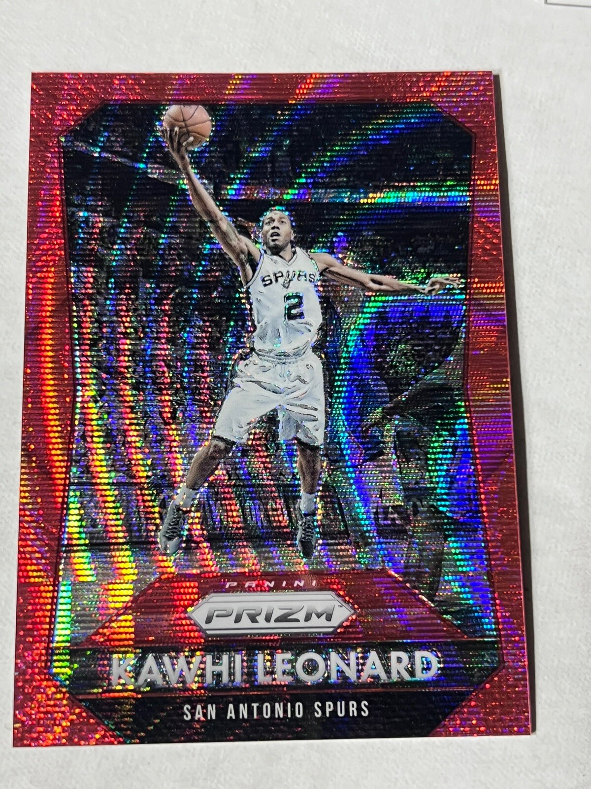 2015-16 Panini Prizm /350 Kawhi Leonard Red Wave Prizm #81 Spurs