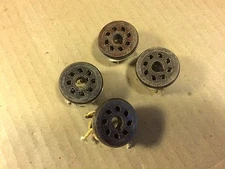 4 Vintage 1940s Brown Bakelite Octal Vacuum Tube Sockets 8-Pin for Amp 