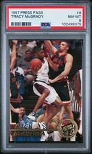 1997 Press Pass #8 Tracy McGrady RC Rookie Raptors Magic Rockets PSA 8