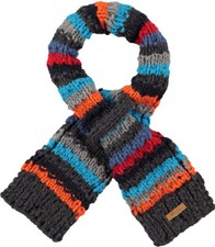 Barts Scarf Skeely Gray Striped Chunky Knit Logopatch