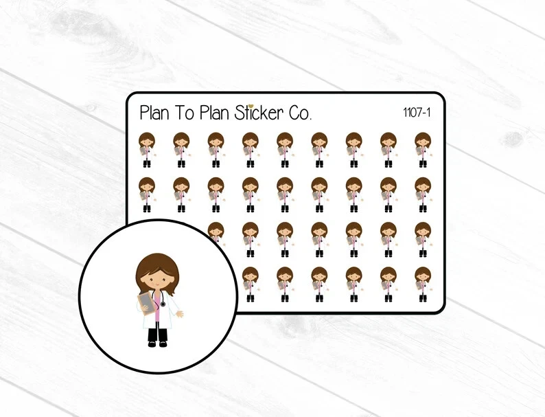 HOMEMADE 1107-1~~Doctor (Female) Appointment Reminder Planner Stickers.