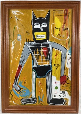 Jean-Michel Basquiat Oil on Canvas Painting (Handmade) Signed & Stamped / Framed