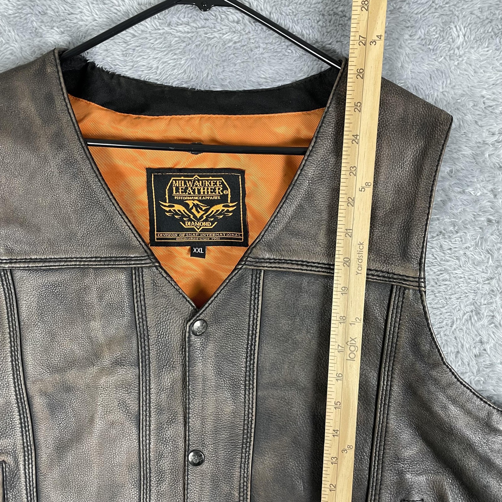 Milwaukee Leather Vest Mens 2XL Brown Distressed Side Lace Biker Motorcycle