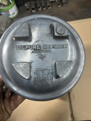 vintage aluminum oil filter housing rat rod beehive oilpure refiner remote ford