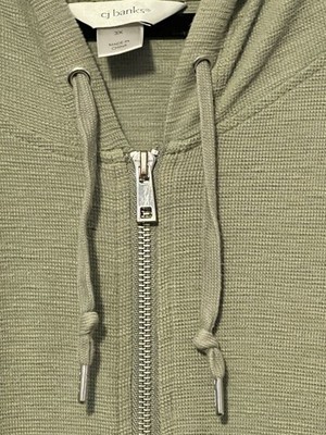 Cj banks Women's 3X Sweat Jacket Coat Olive Green Zip Up Hoody Long Sleeve Trend