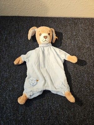STEIFF Blue & Brown Good Night Puppy Dog Security Blanket Lovey #239694
