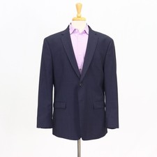 Jos. A. Bank 46R Blue Sport Coat Blazer Jacket Check 2-Button Wool