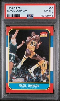 1986 Fleer #53 Magic Johnson PSA 8 NM-MT